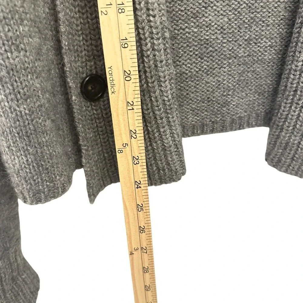 J. Crew Women's Grey Alpaca Wool Blend Warm Open Cardigan Buttons Size L